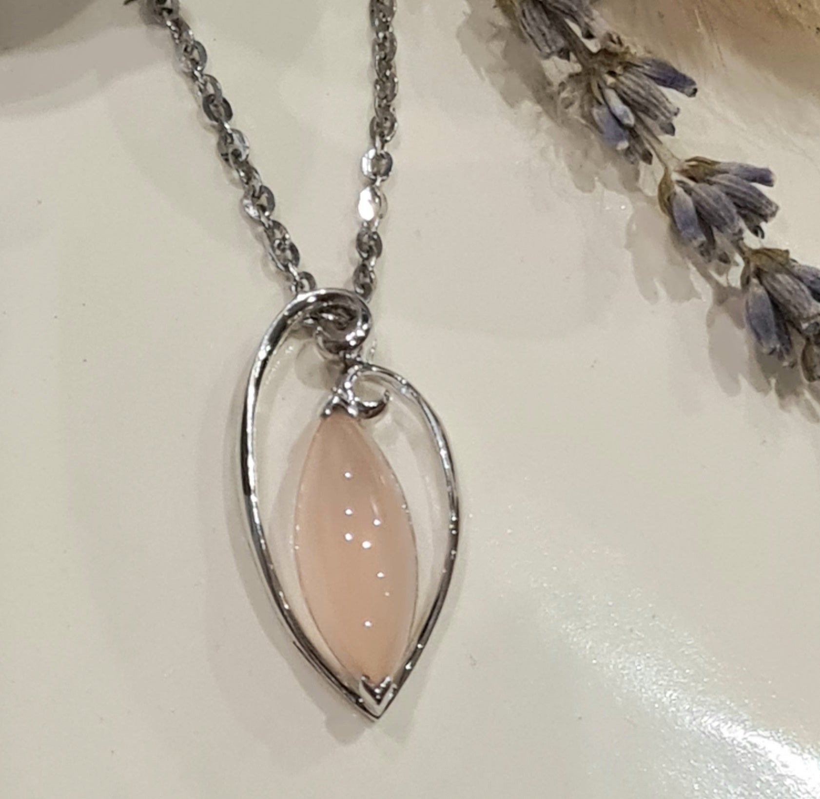 Marquise Rose Quartz Pendant