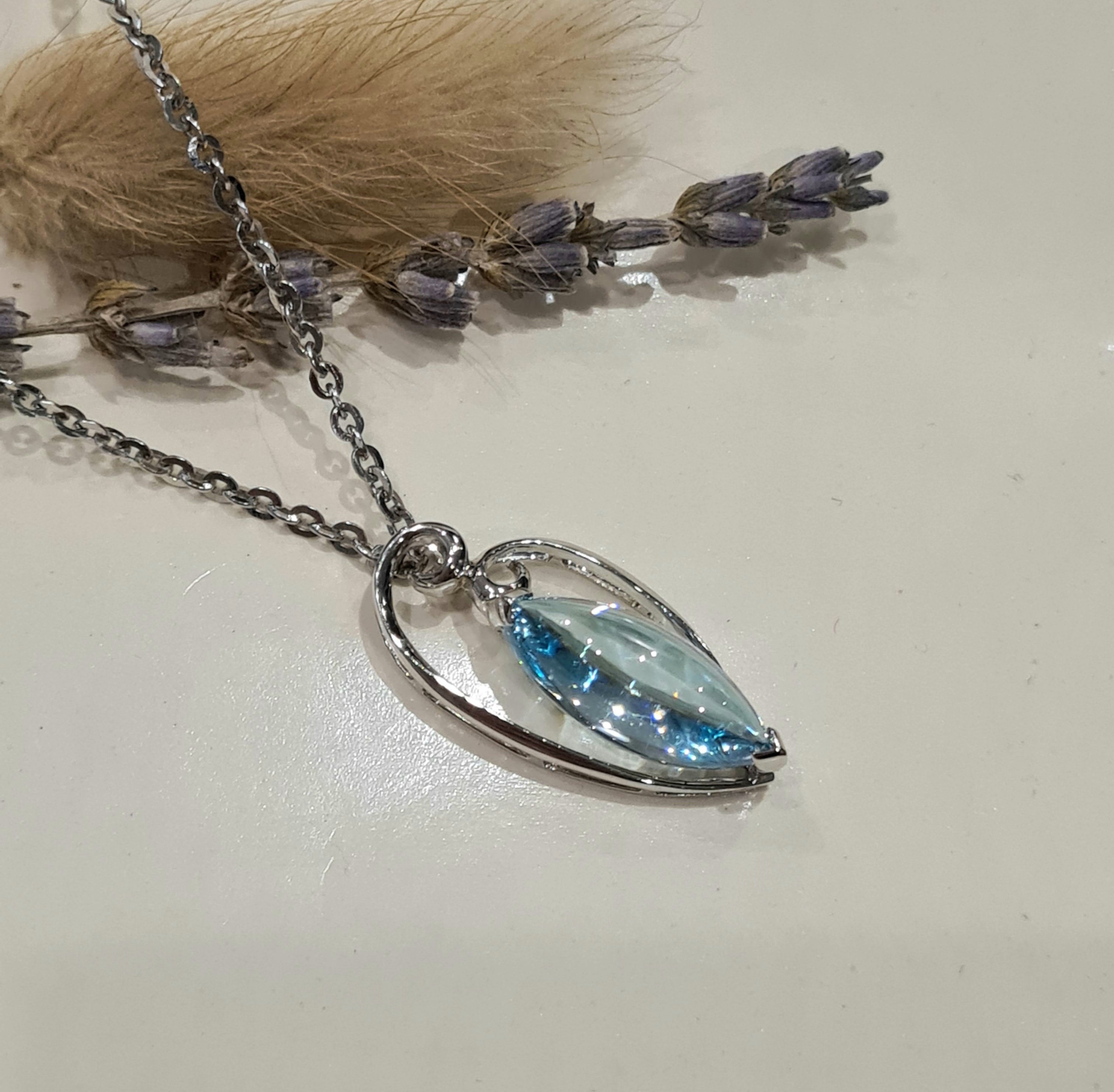 Blue Topaz Marquise Pendant