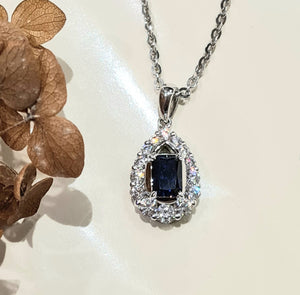 Emerald Cut Sapphire Diamond Simulants Pendant