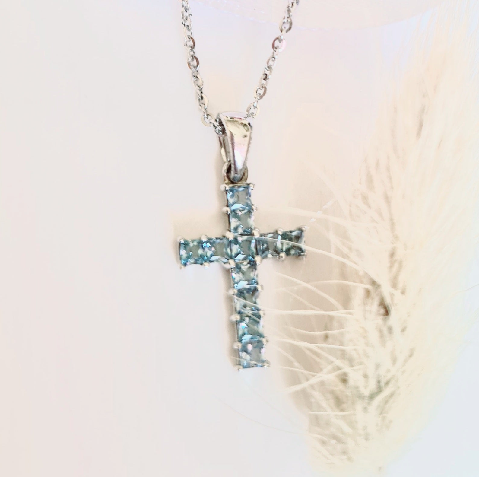 Aquamarine Cross Pendant