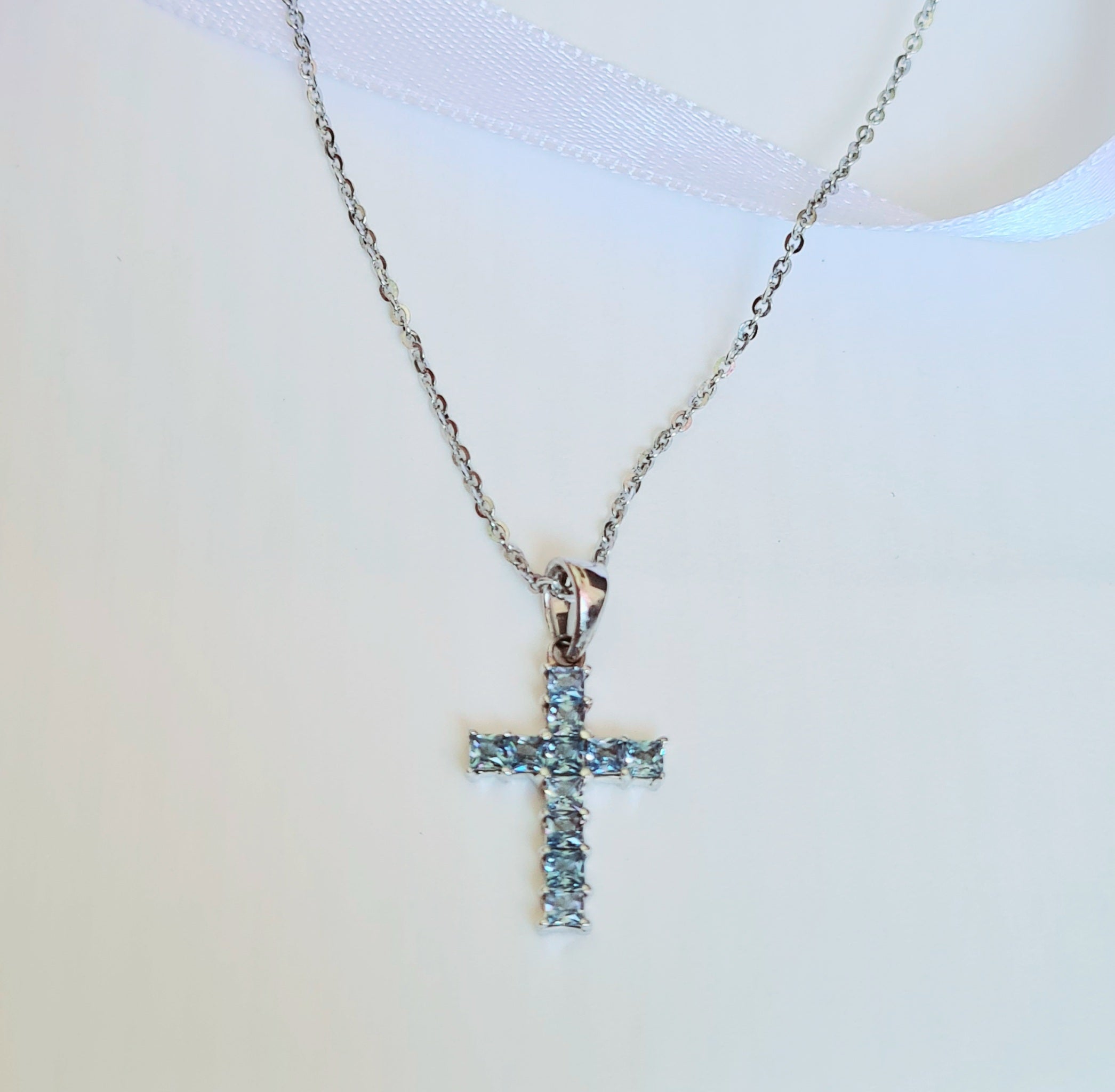 Aquamarine Cross Pendant