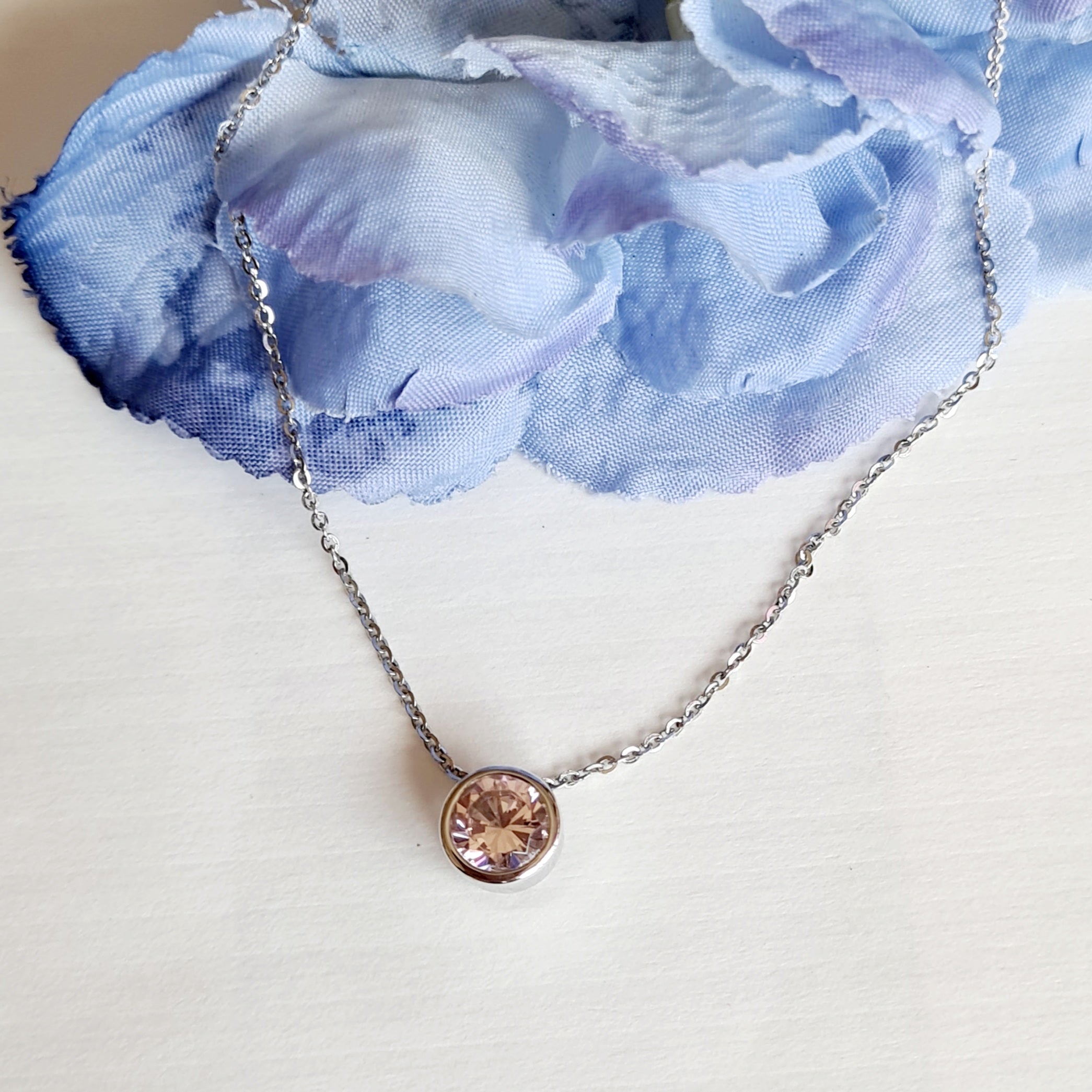 Classic Bezel Morganite Simulants Pendant