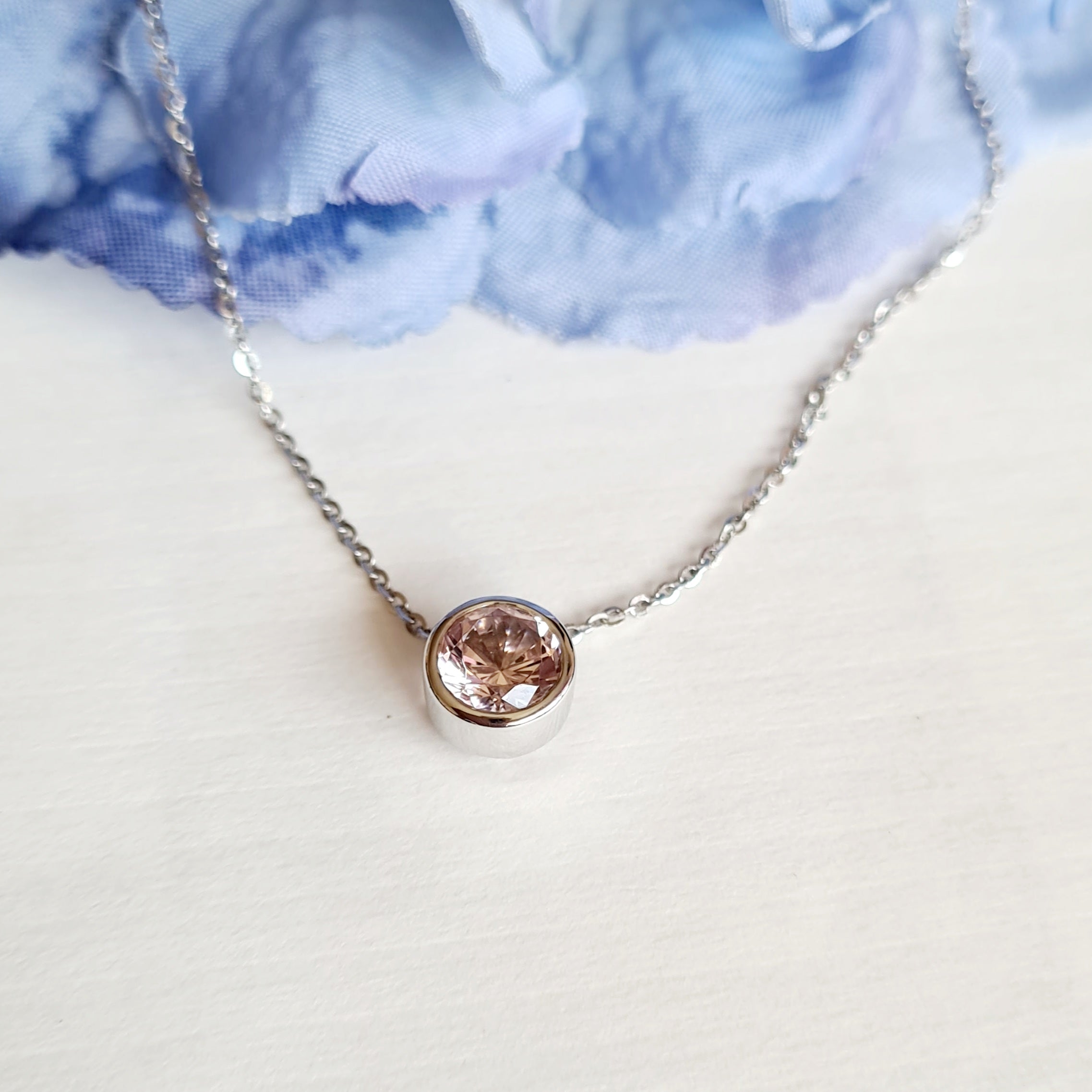 Classic Bezel Morganite Simulants Pendant