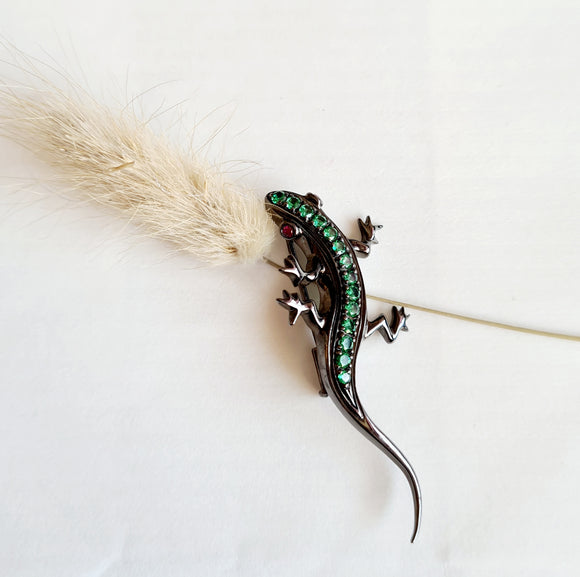 Emerald Lizard Brooch