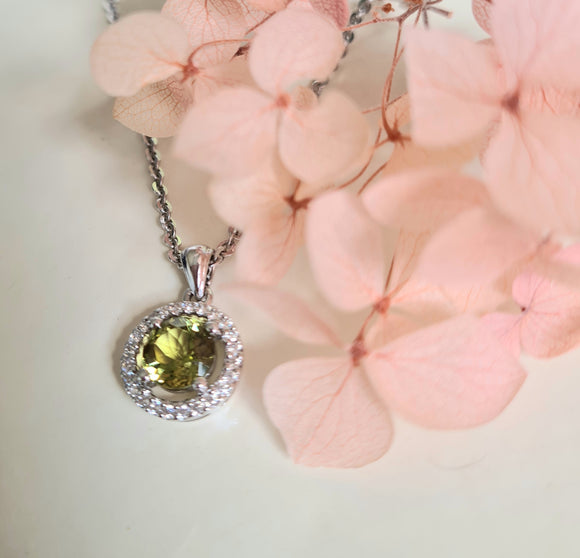 Halo Peridot Pendant