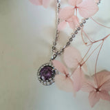 Flower Elegant Halo Alexandrite Pendant
