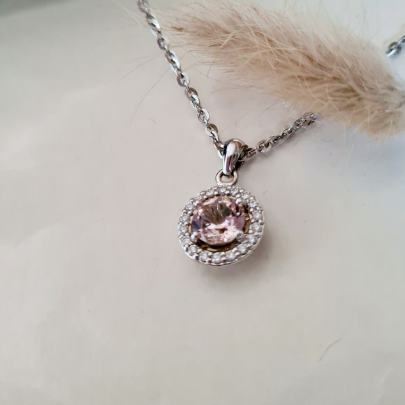 Flower Elegant Halo Morganite Pendant