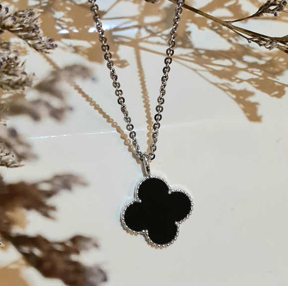 Onyx Clover Pendant