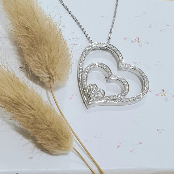 Trio Heart shape Simulated Diamond Pendant