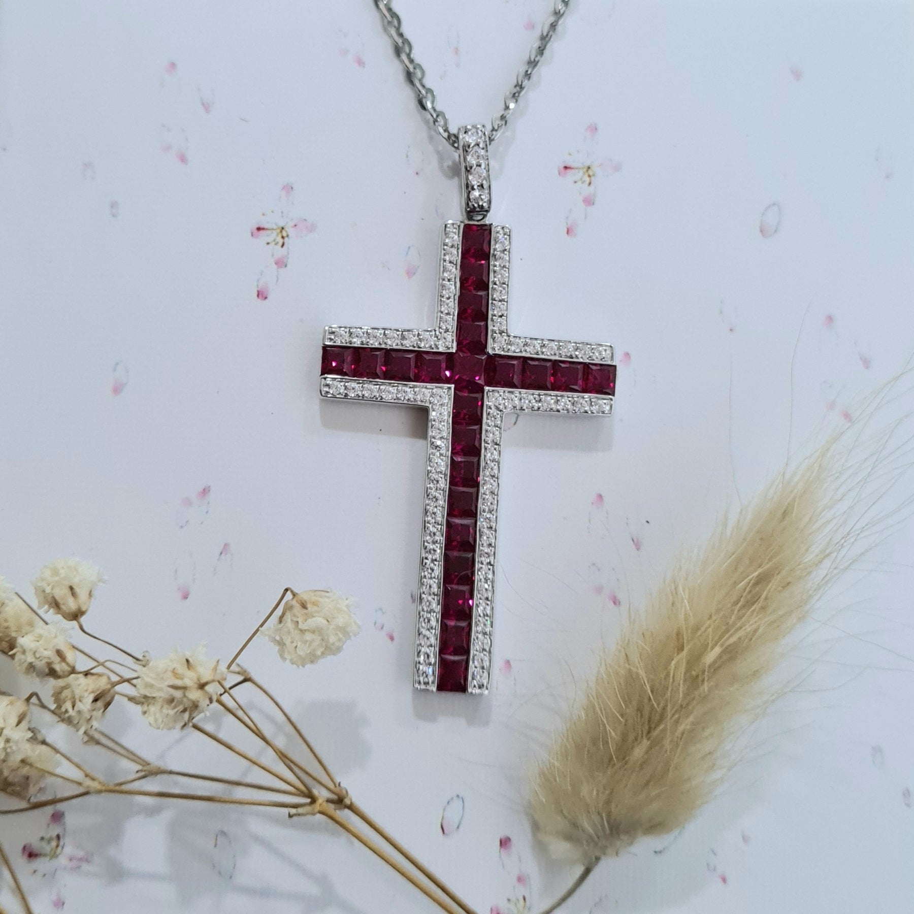 Ruby Cross Pendant