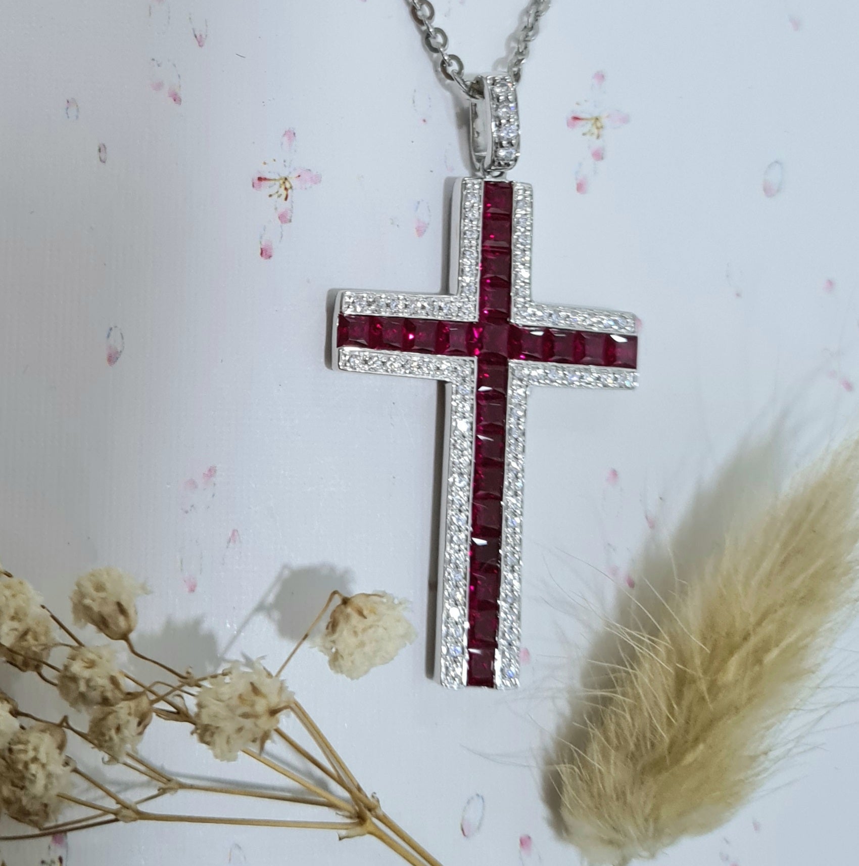 Ruby Cross Pendant