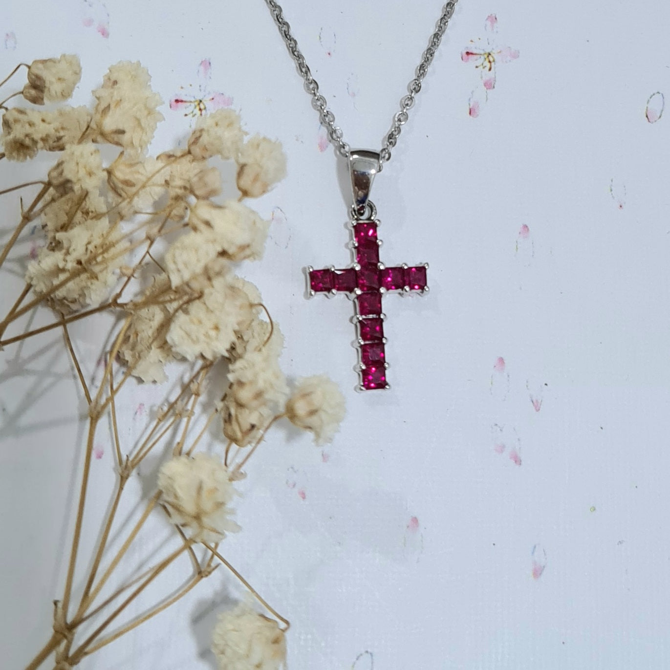 Simulants Ruby Cross Pendant