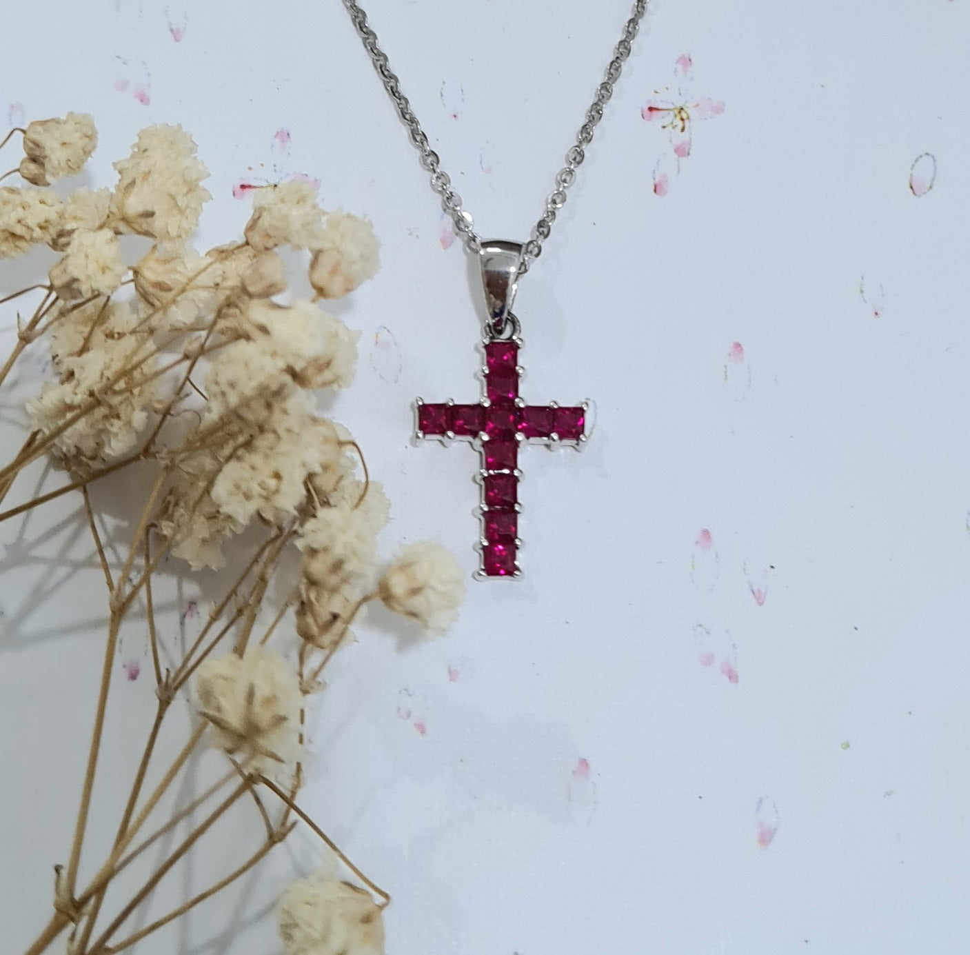 Simulants Ruby Cross Pendant