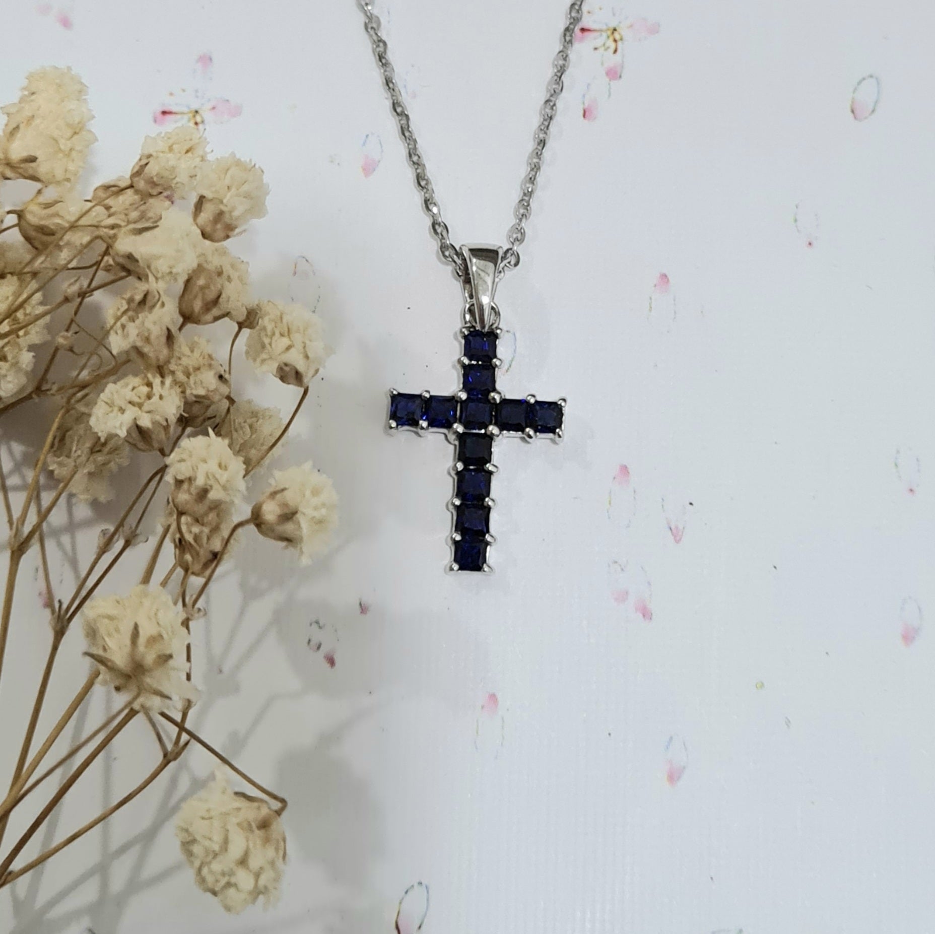 Sapphire Cross Pendant