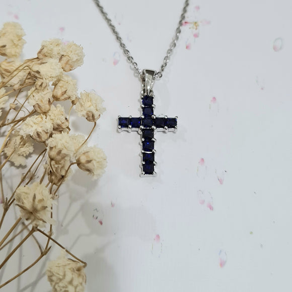 Sapphire Cross Pendant