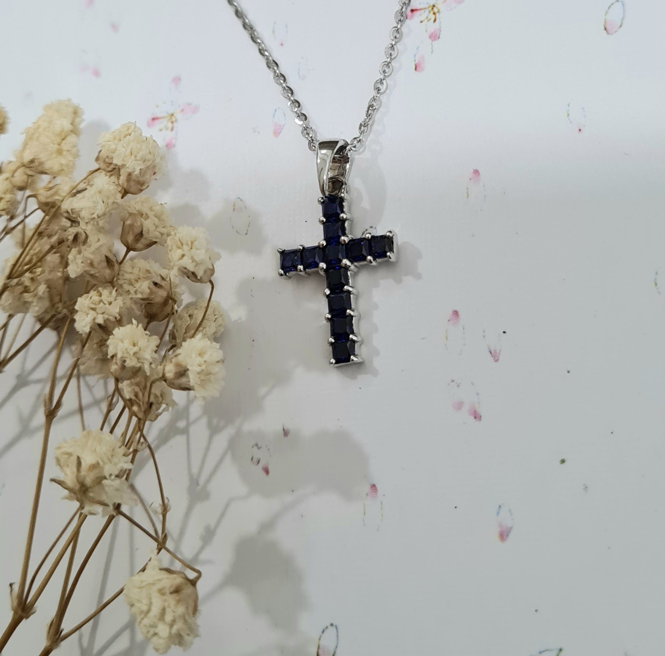 Sapphire Cross Pendant