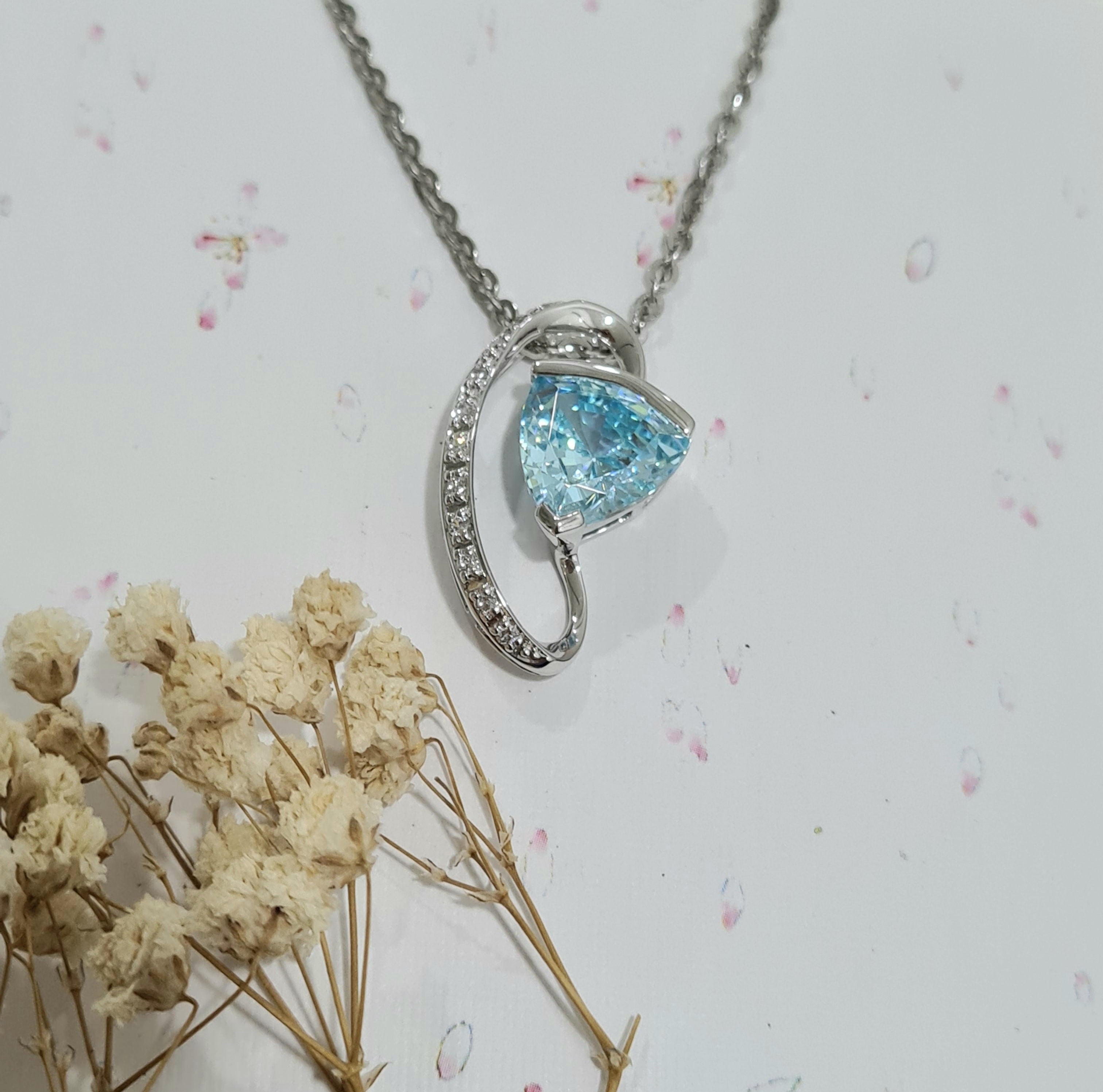 Trigonal Blue Topaz Pendant