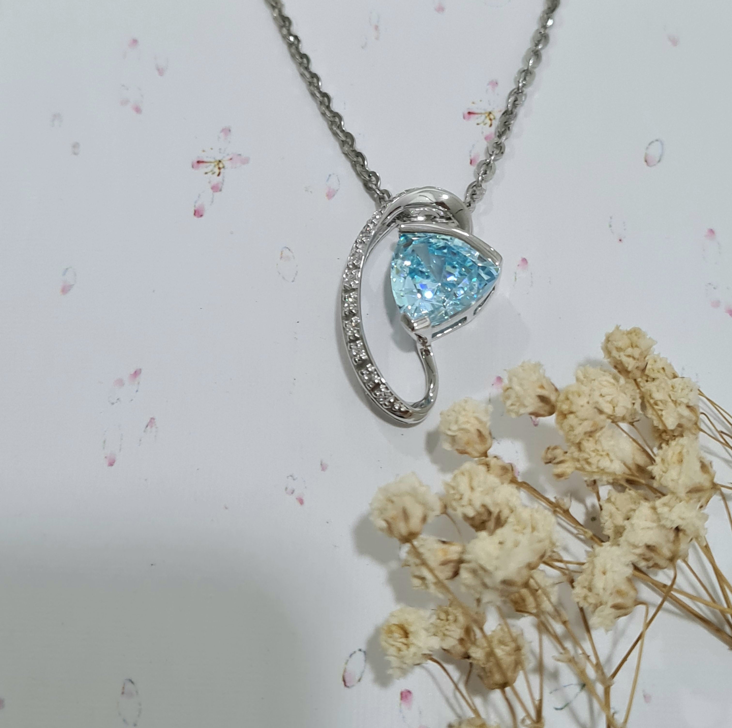 Trigonal Blue Topaz Pendant