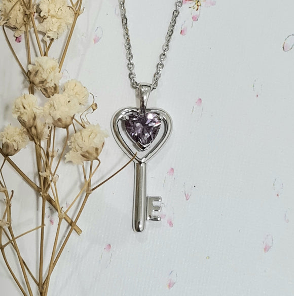 Lovely Heart Alexandrite Key Pendant