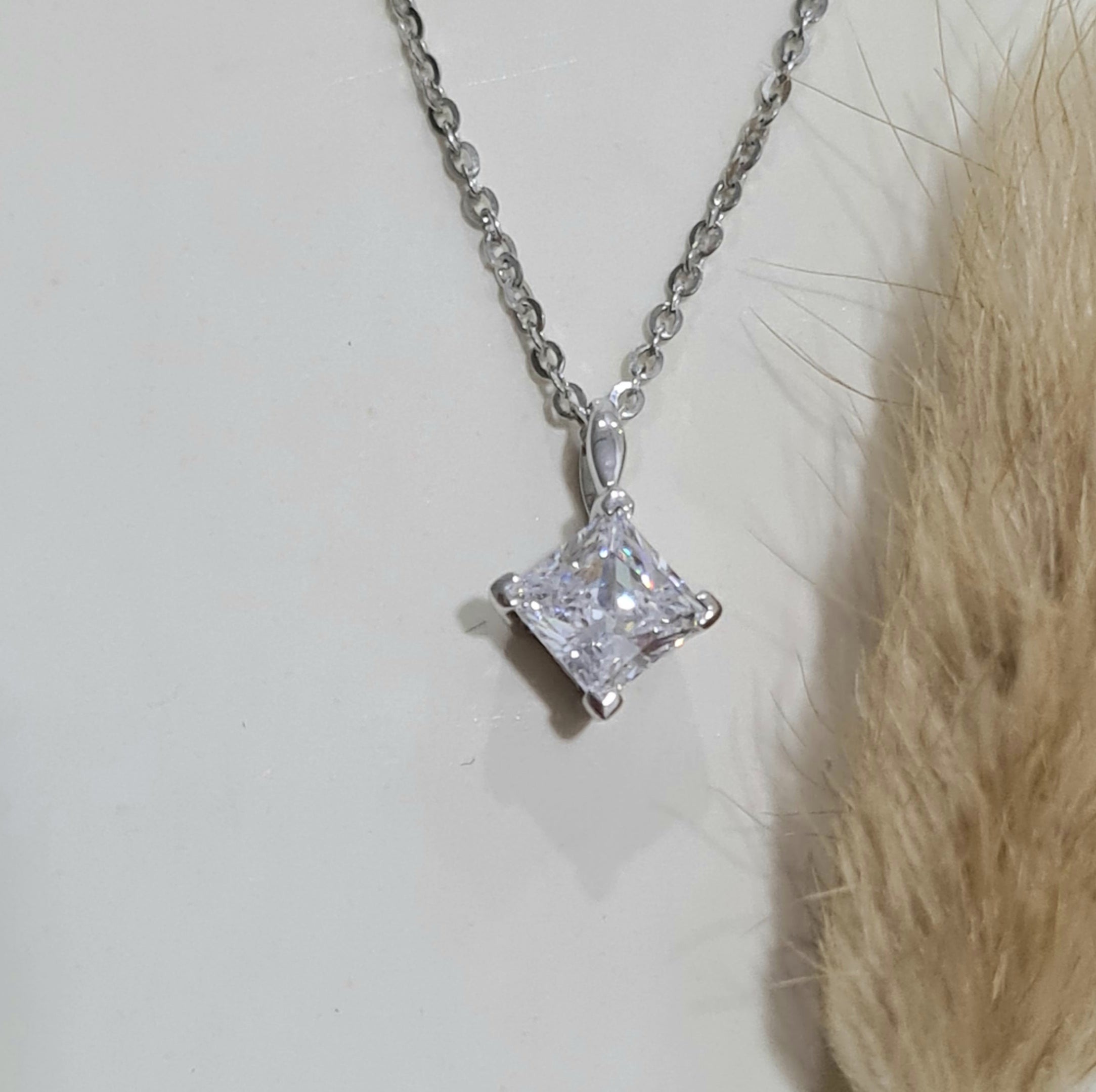 Princess cut Solitaire Pendant