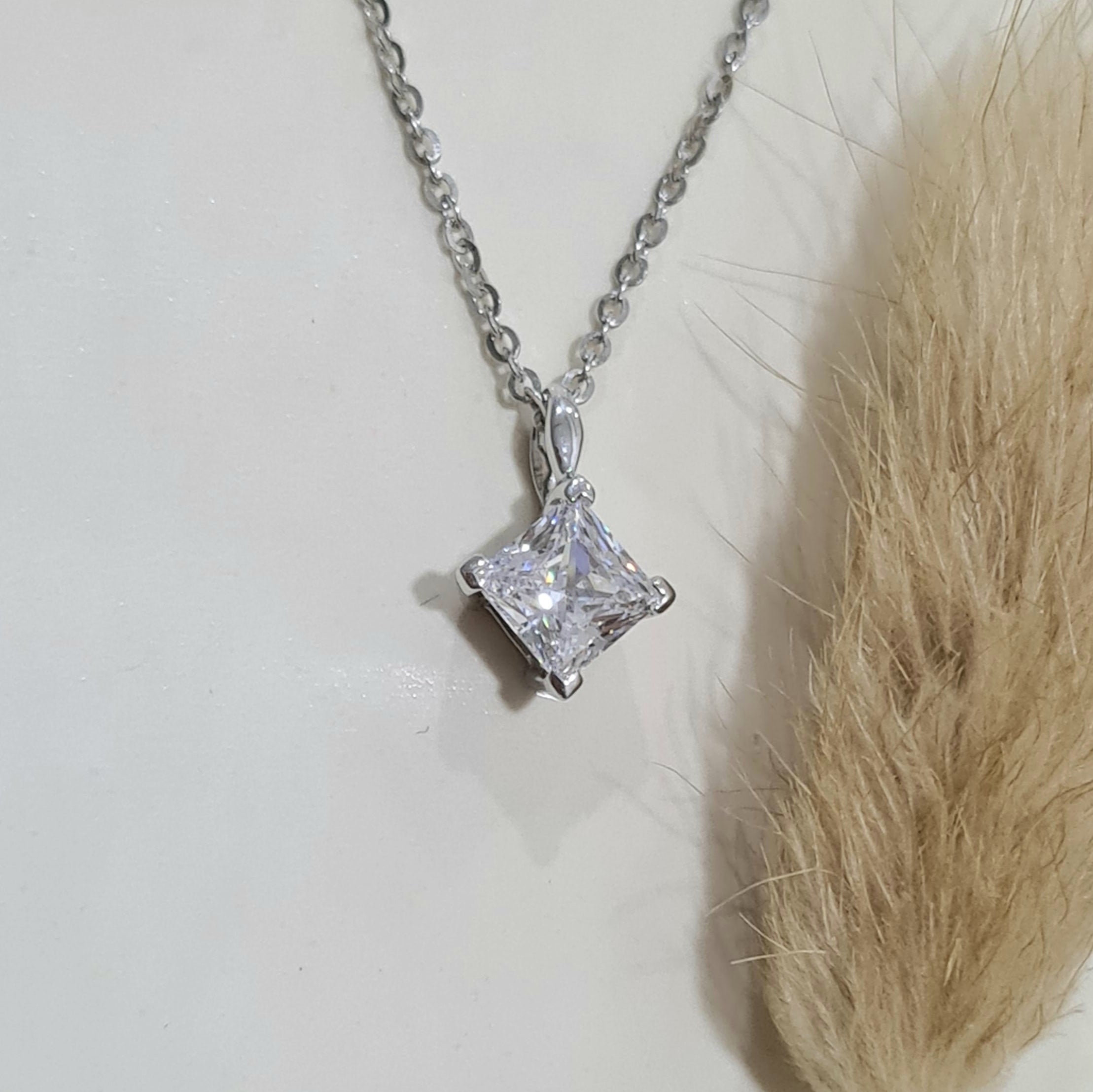 Princess cut Solitaire Pendant