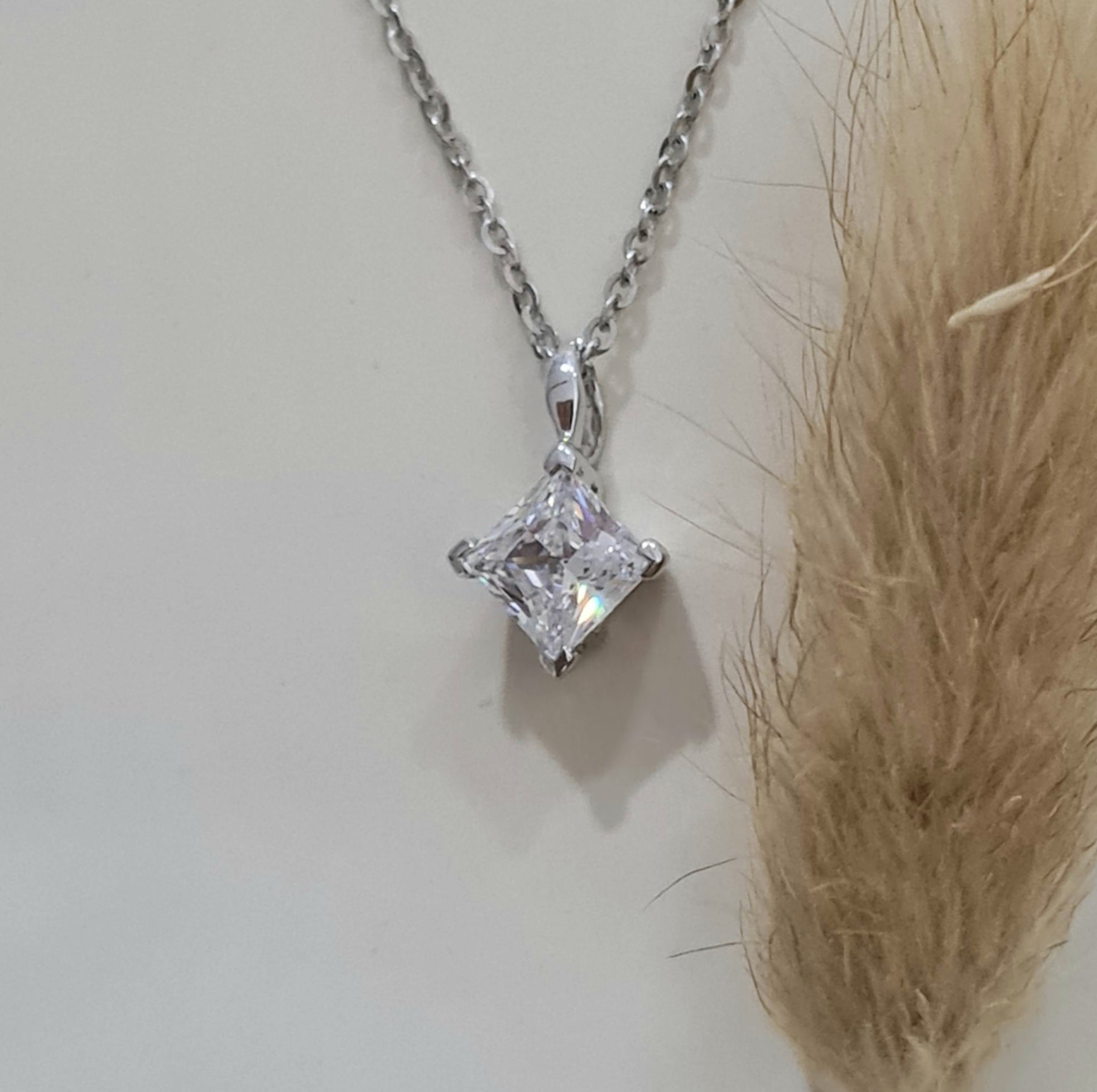 Princess cut Solitaire Pendant