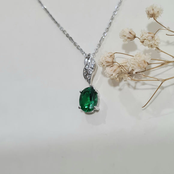 Emerald Diamond Simulants Pendant