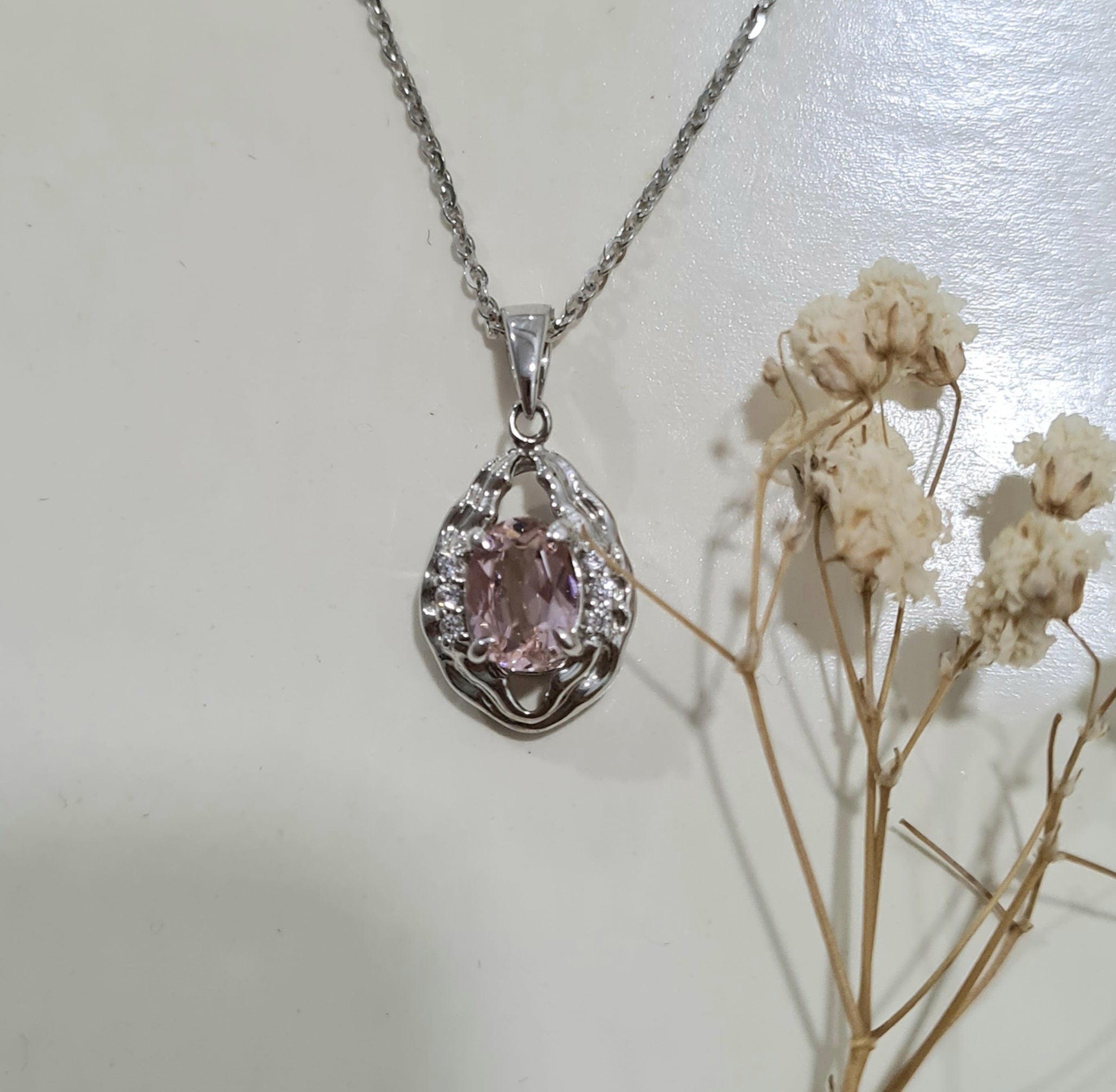 Halo Morganite Pendant