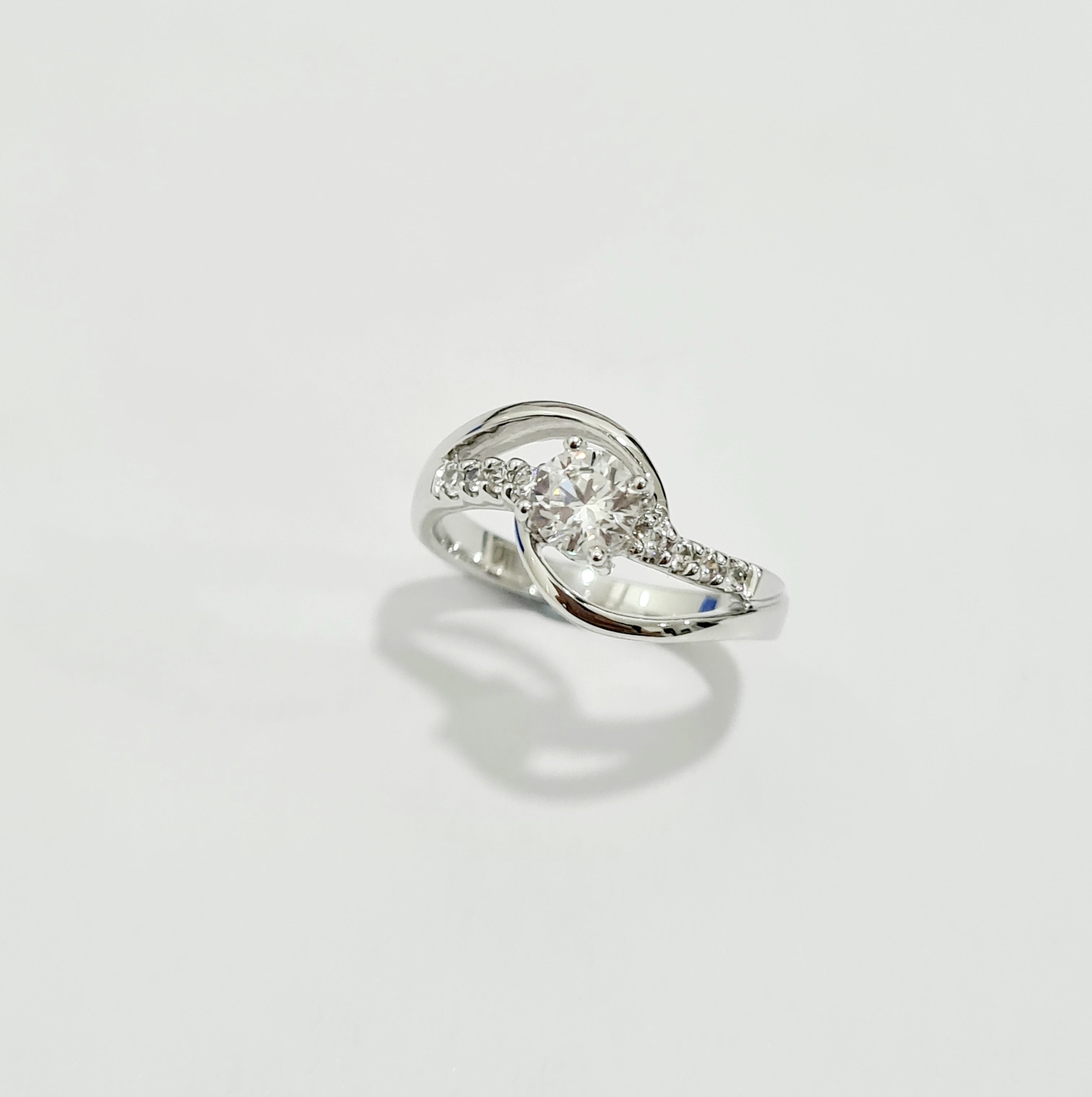 White gold Simulated Diamond Engagement Ring