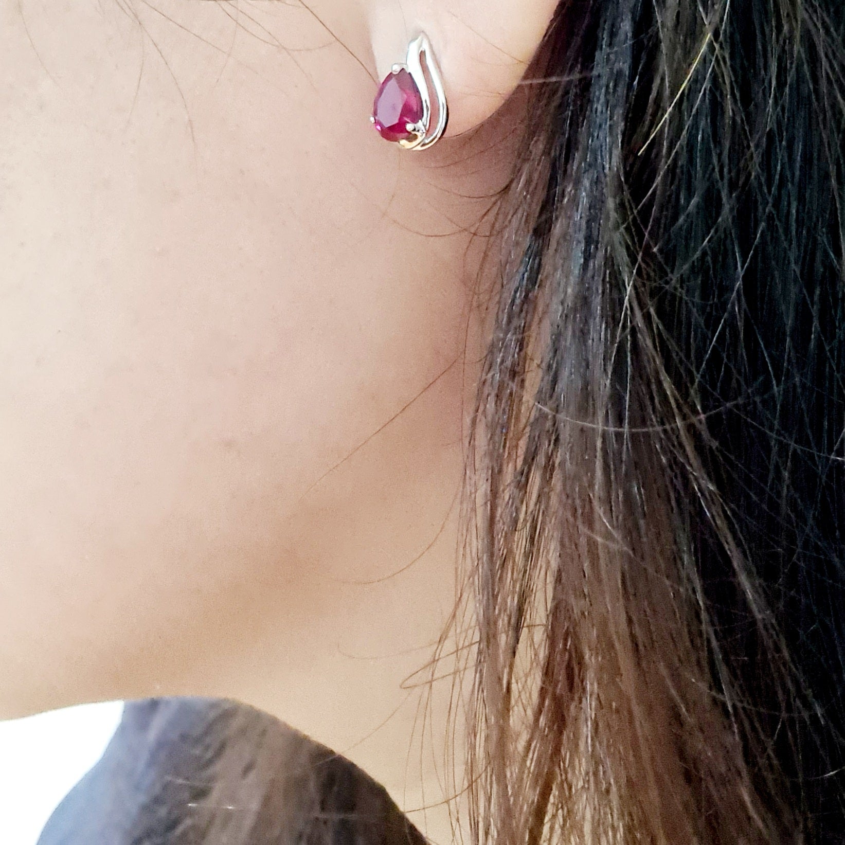 Shank Ruby Earring