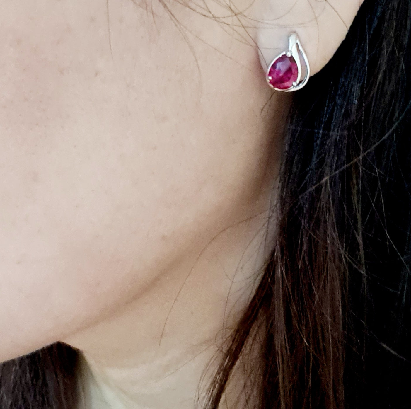 Shank Ruby Earring