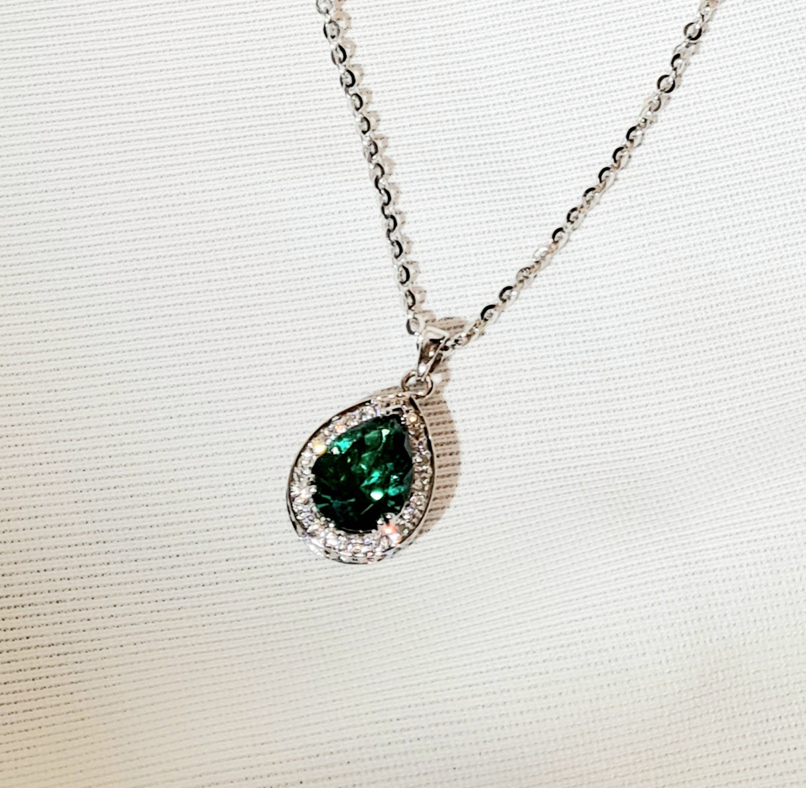 Elegant Emerald Diamond Simulants Pendant