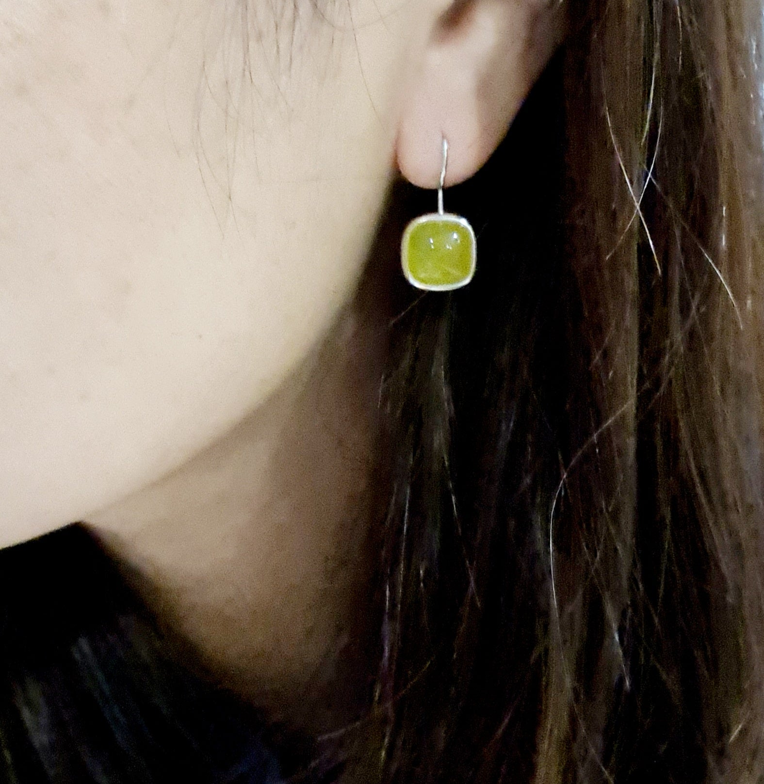 Yellow Agate Hoop Earring