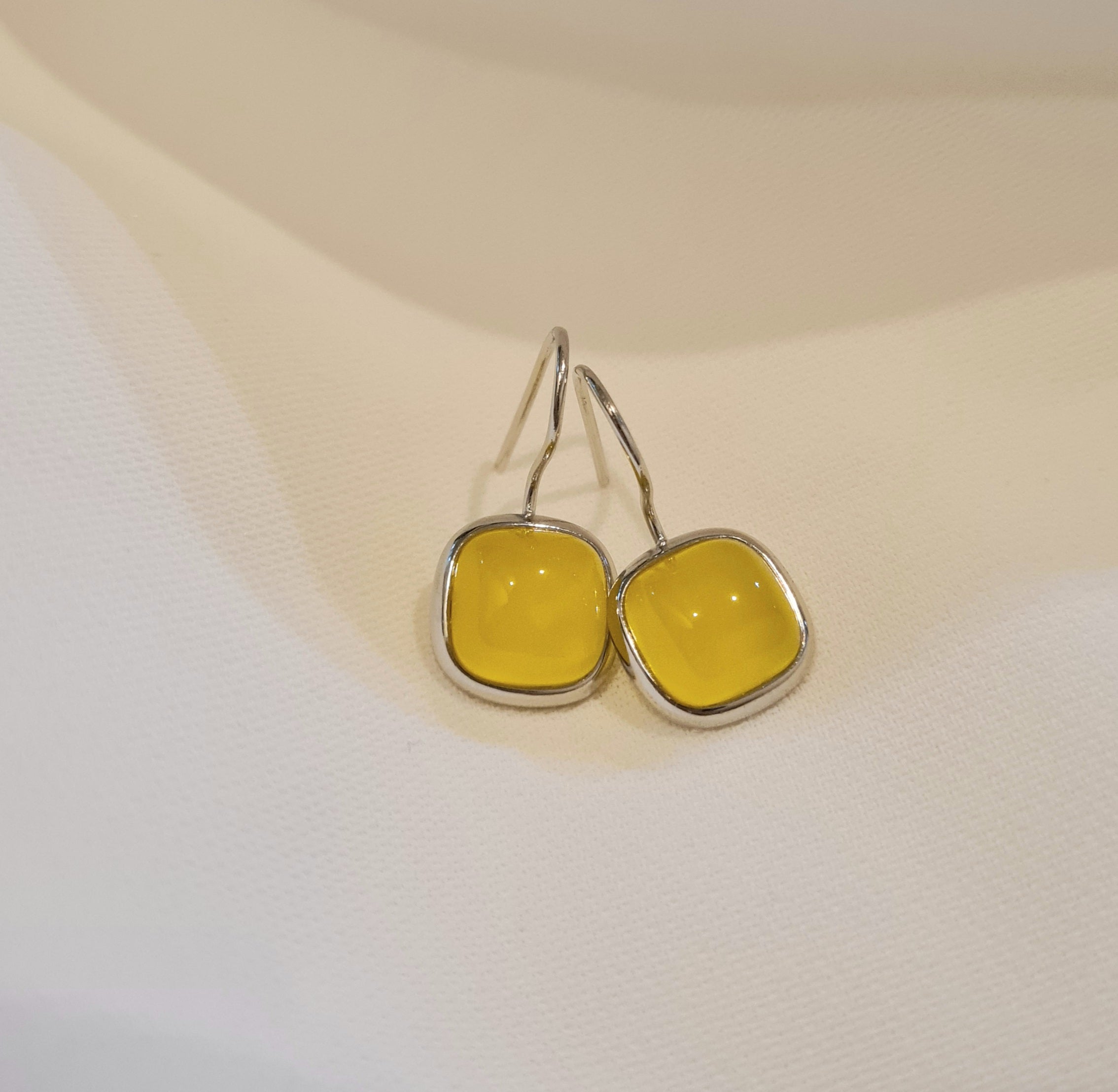 Yellow Agate Hoop Earring