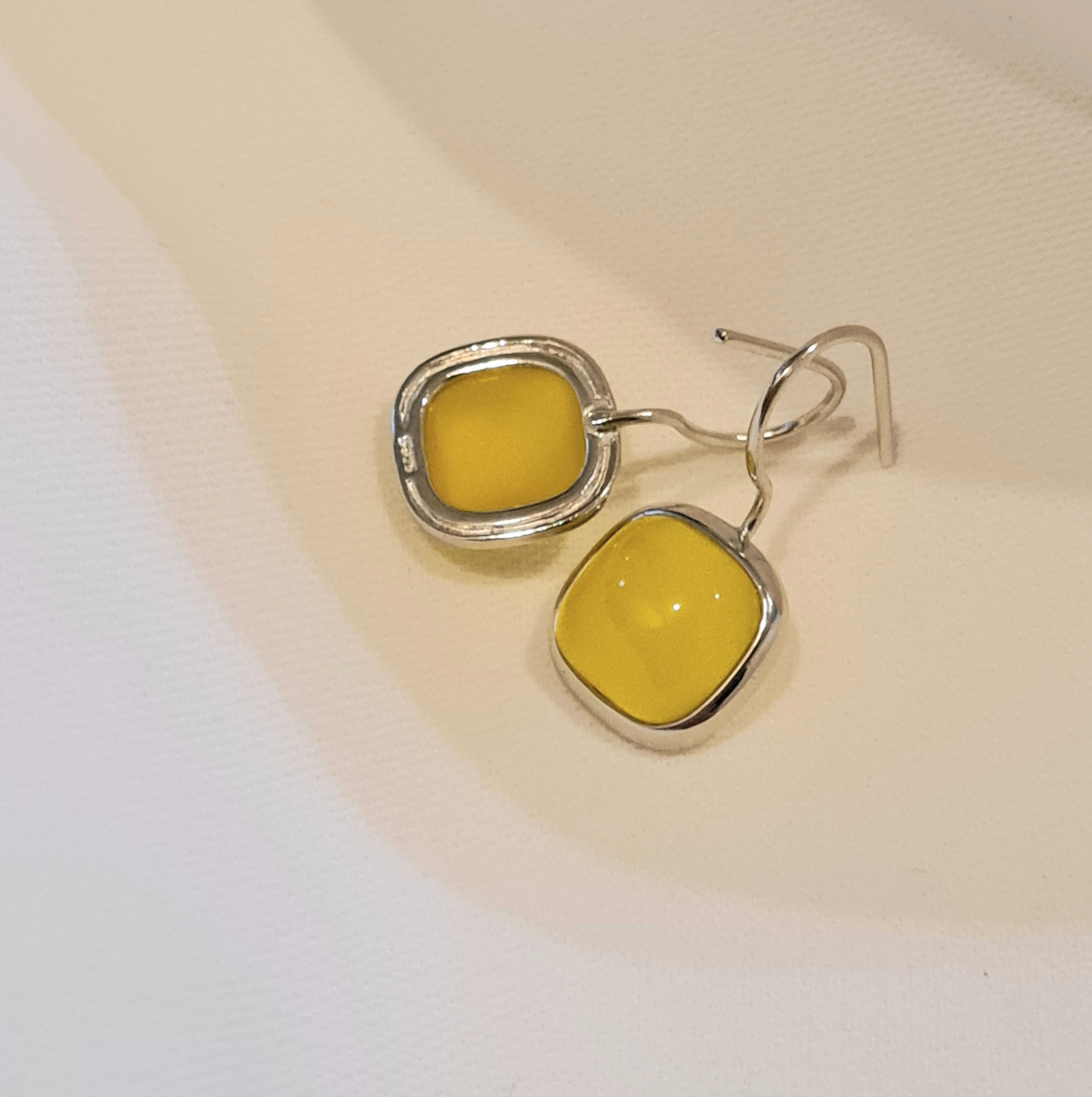 Yellow Agate Hoop Earring