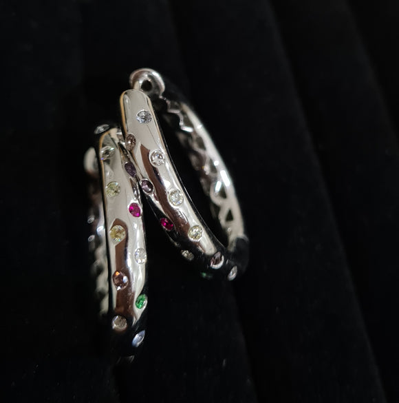 Mix Tiffany Oval Shape Hoop Earring