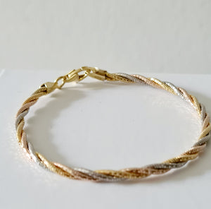 Italian Soft 3 tone Gold Bangle
