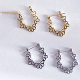 Sterling Silver 18k Gold plated Floral Hoop Earring