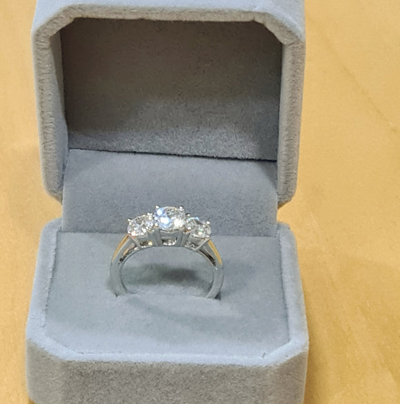 Trio Simulated Diamond Engagement Ring