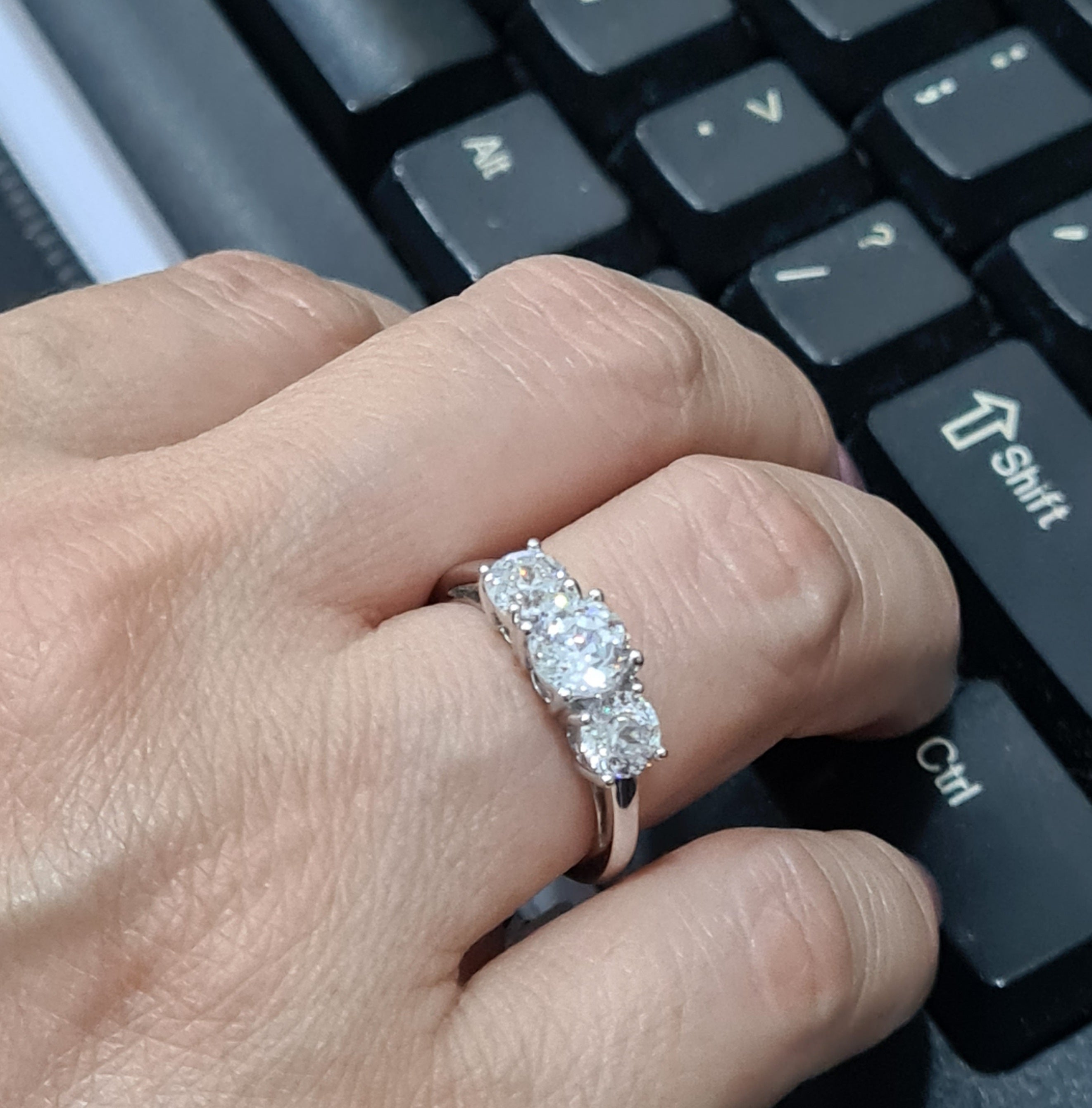 Trio Simulated Diamond Engagement Ring