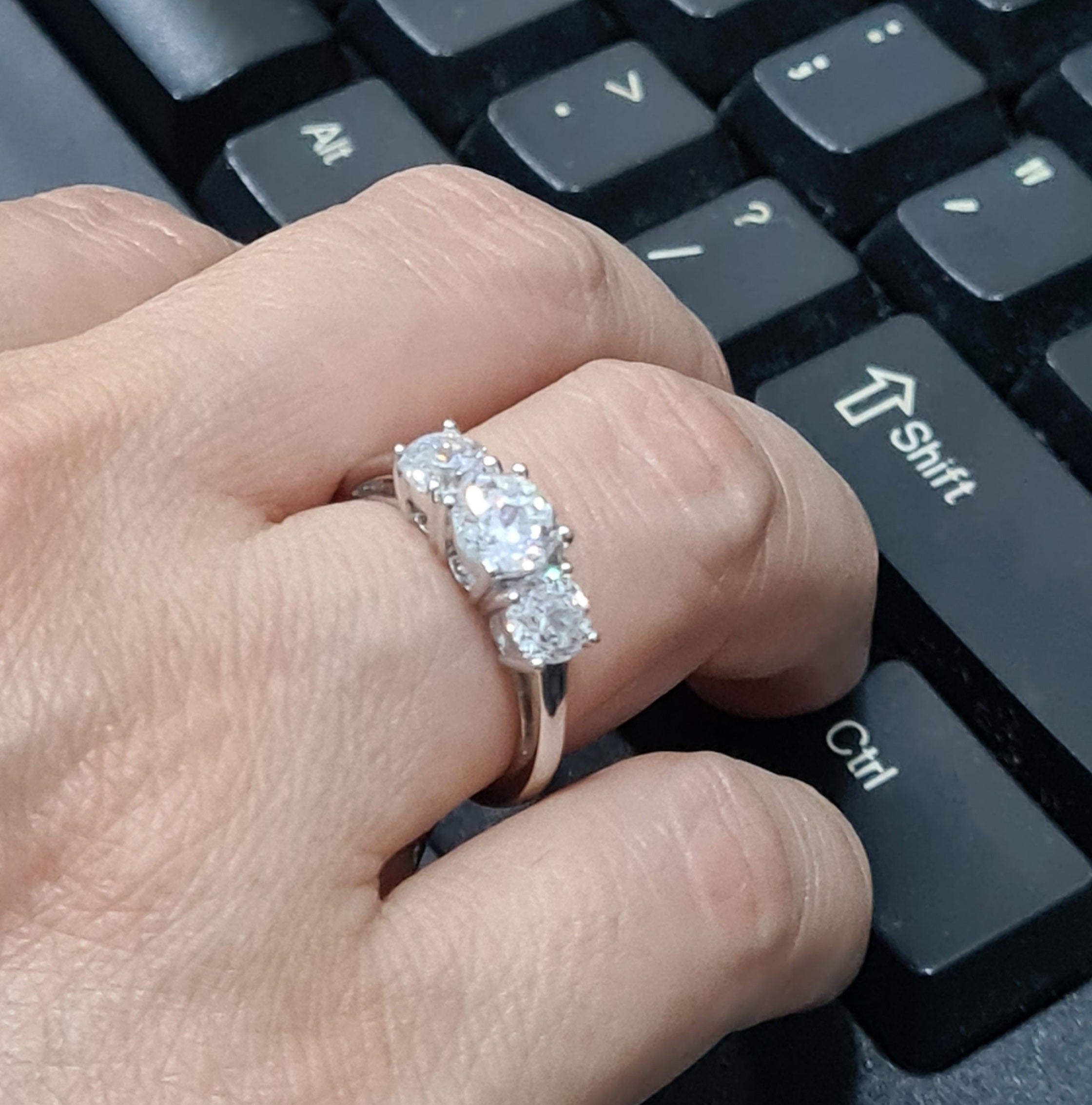 Trio Simulated Diamond Engagement Ring