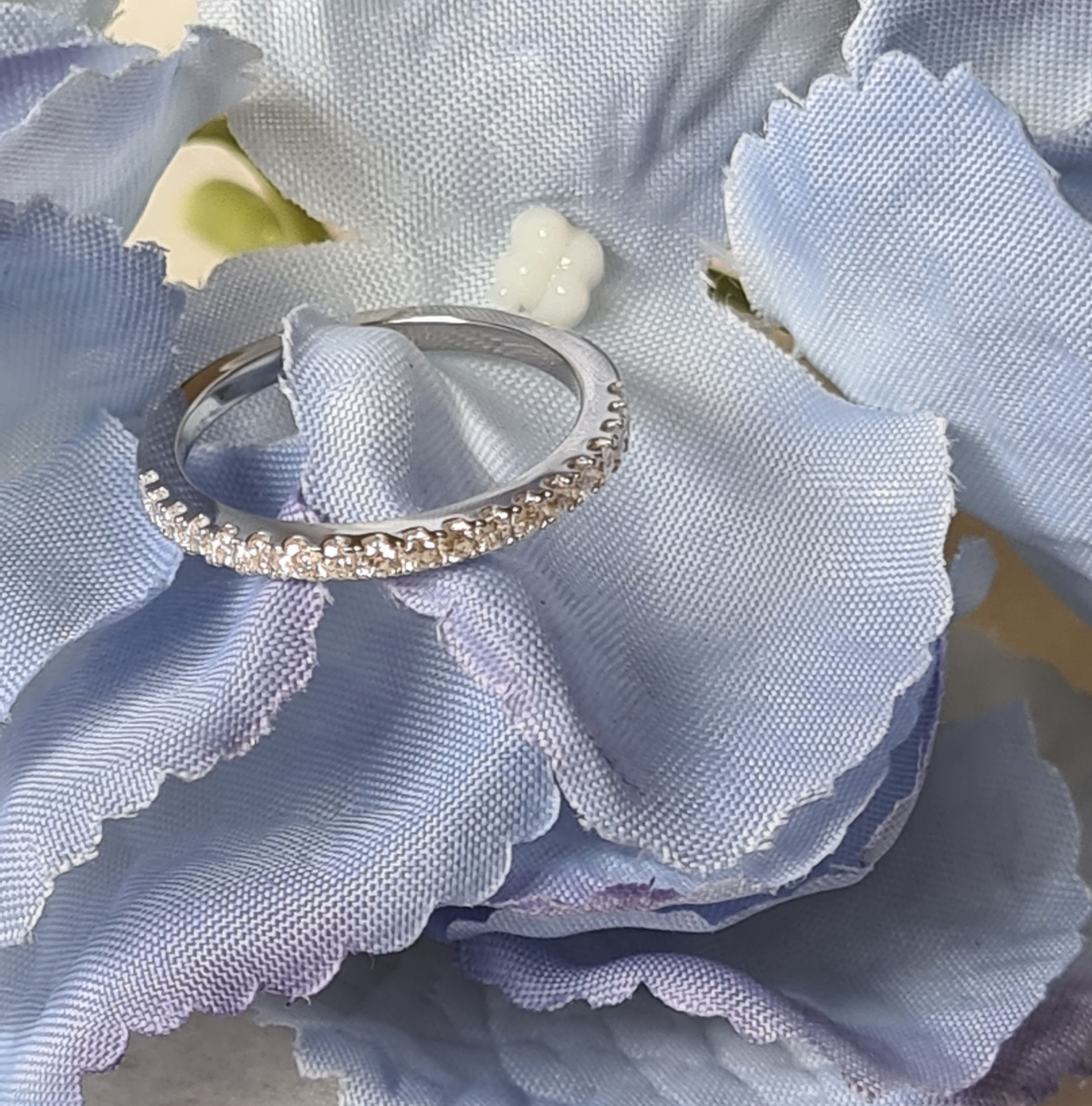 Stackable Thin Eternity Simulated Diamond Ring