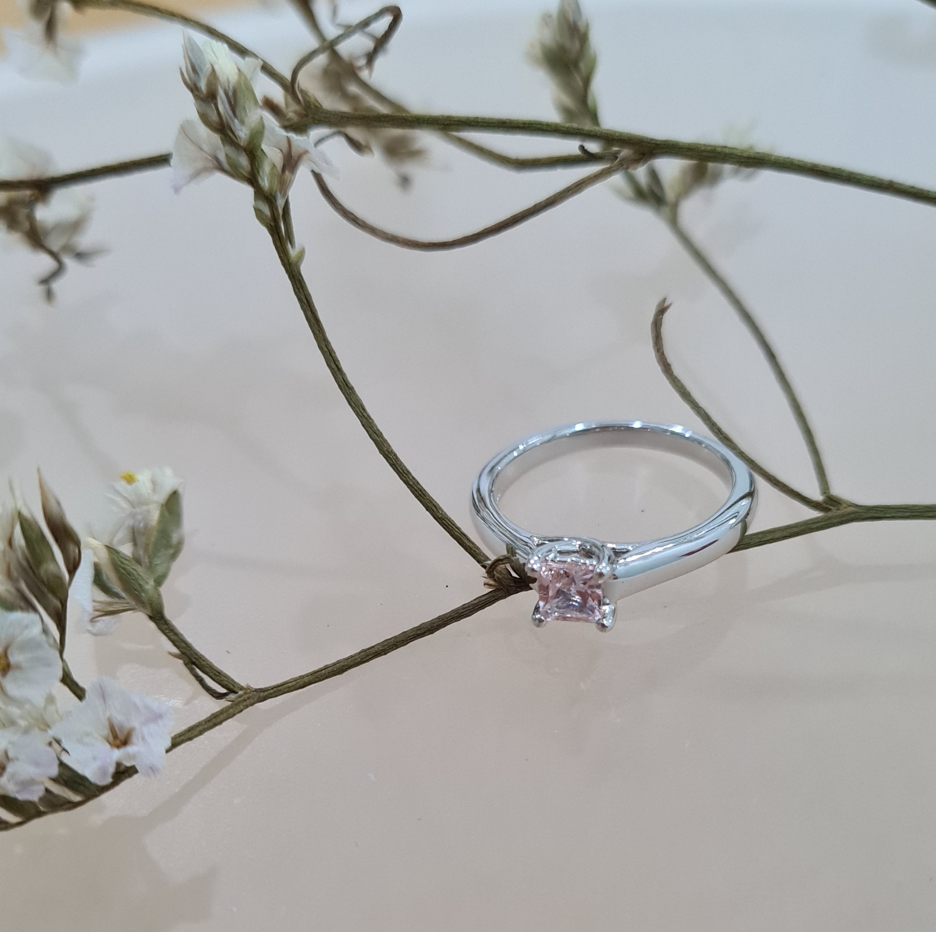 Lovely Pink Morganite Solitaire Ring