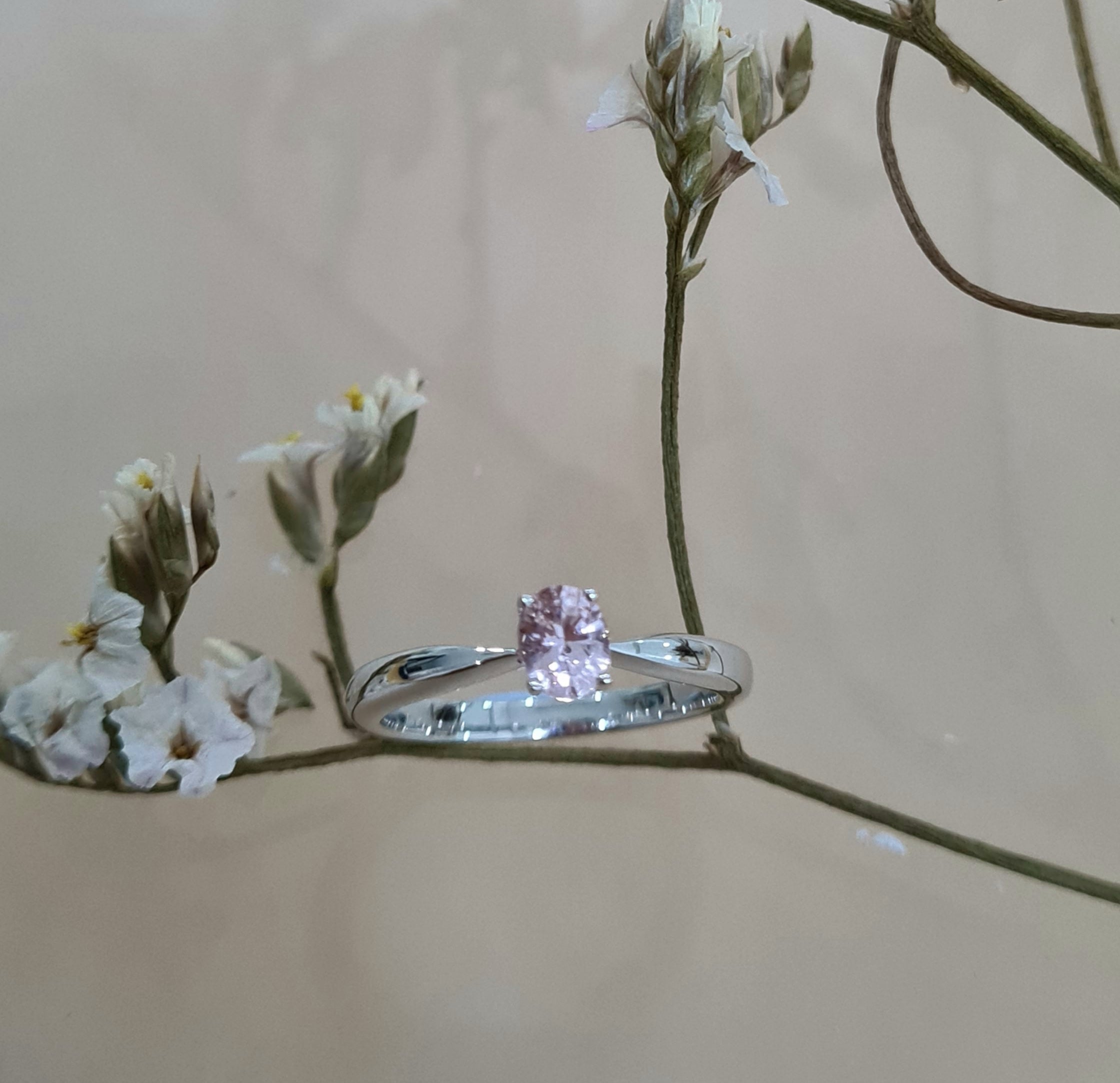 Lovely Oval Morganite Solitaire Ring