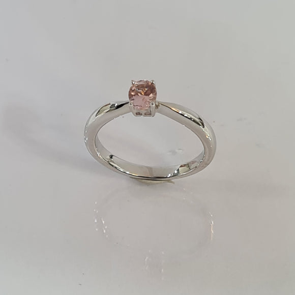 Lovely Oval Morganite Solitaire Ring