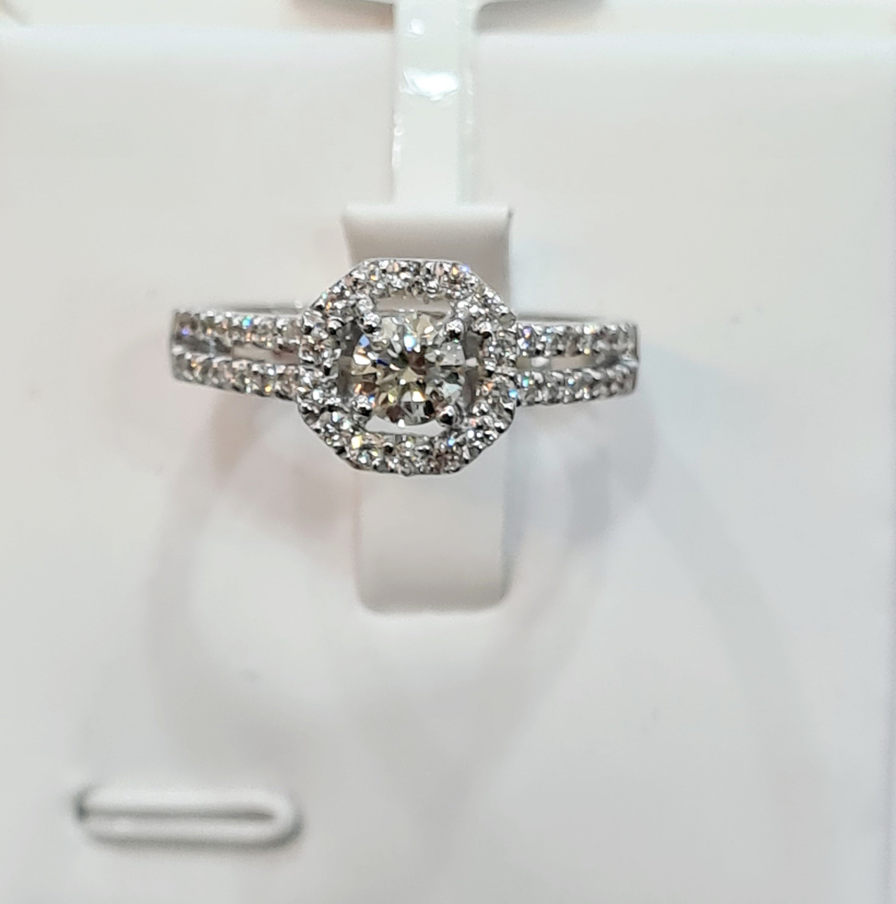 Sophisticate Diamond Halo with both side Diamond Engagement Ring