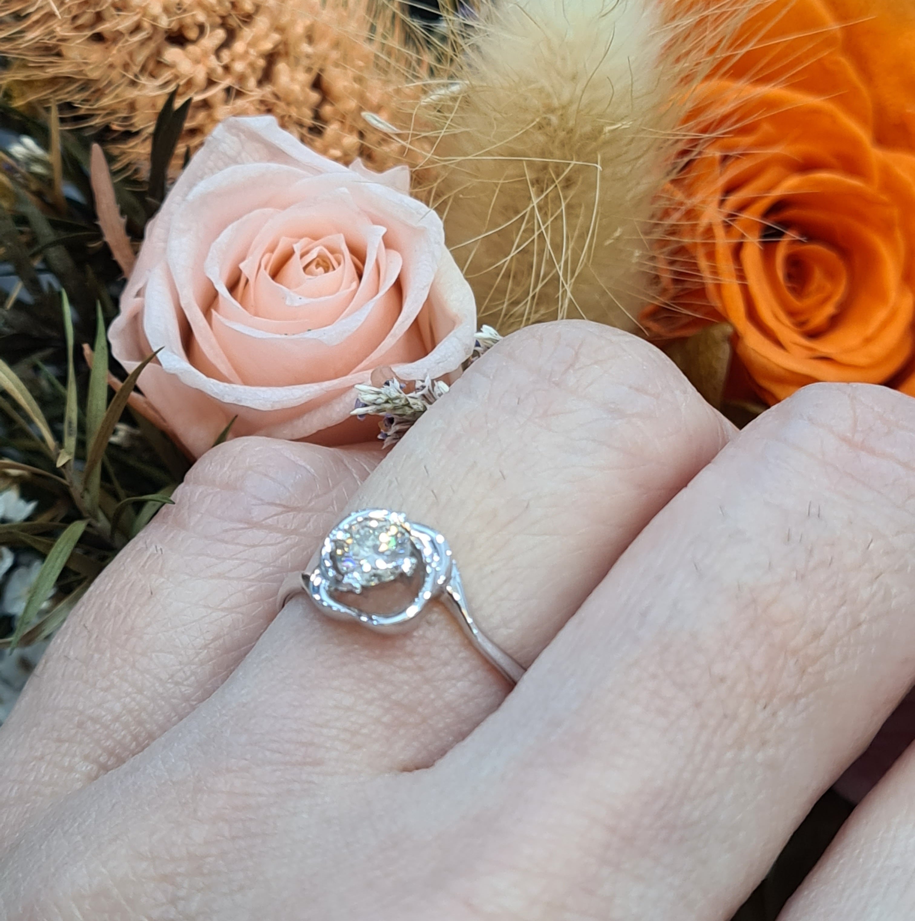 Floral Diamond Engagement Ring