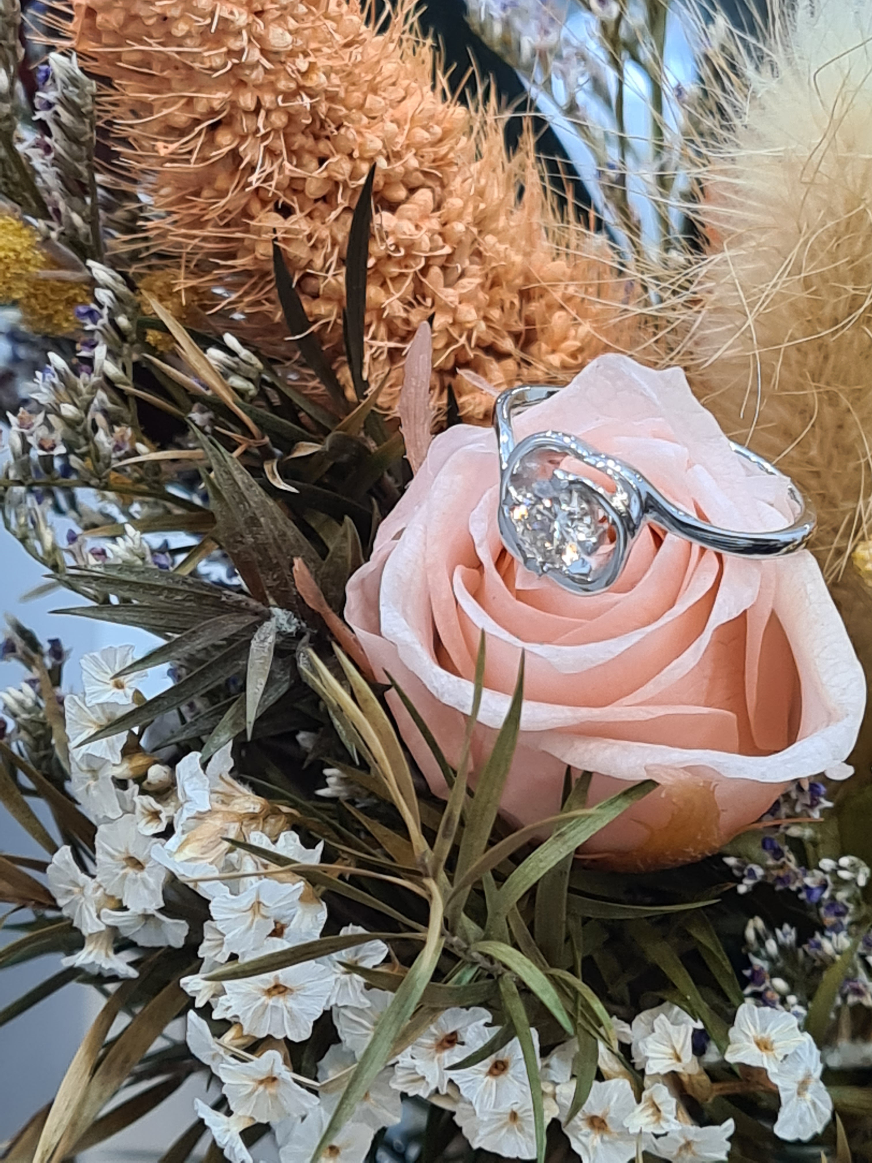 Floral Diamond Engagement Ring