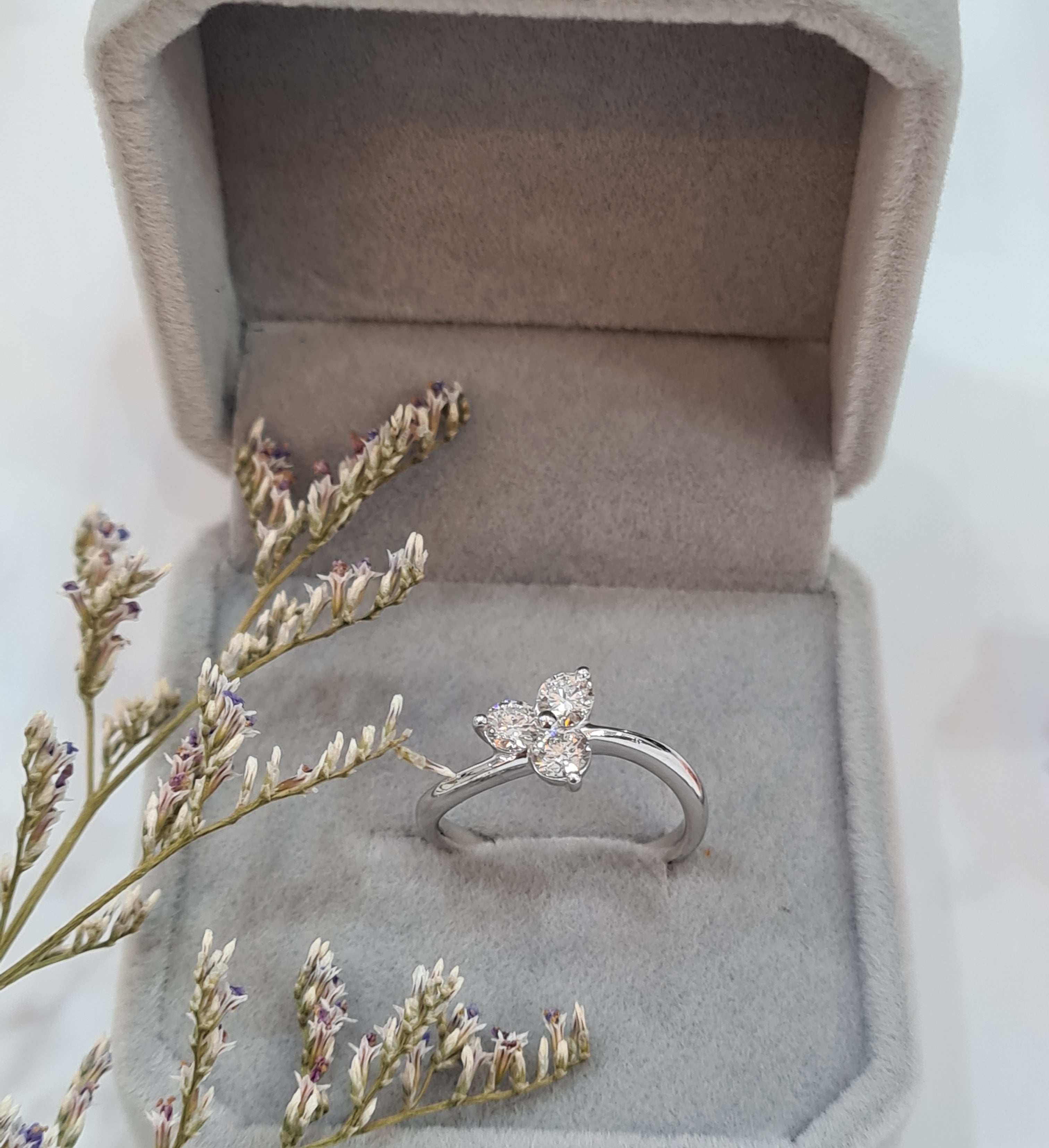 18k white gold Trilogy Diamond Engagement Ring