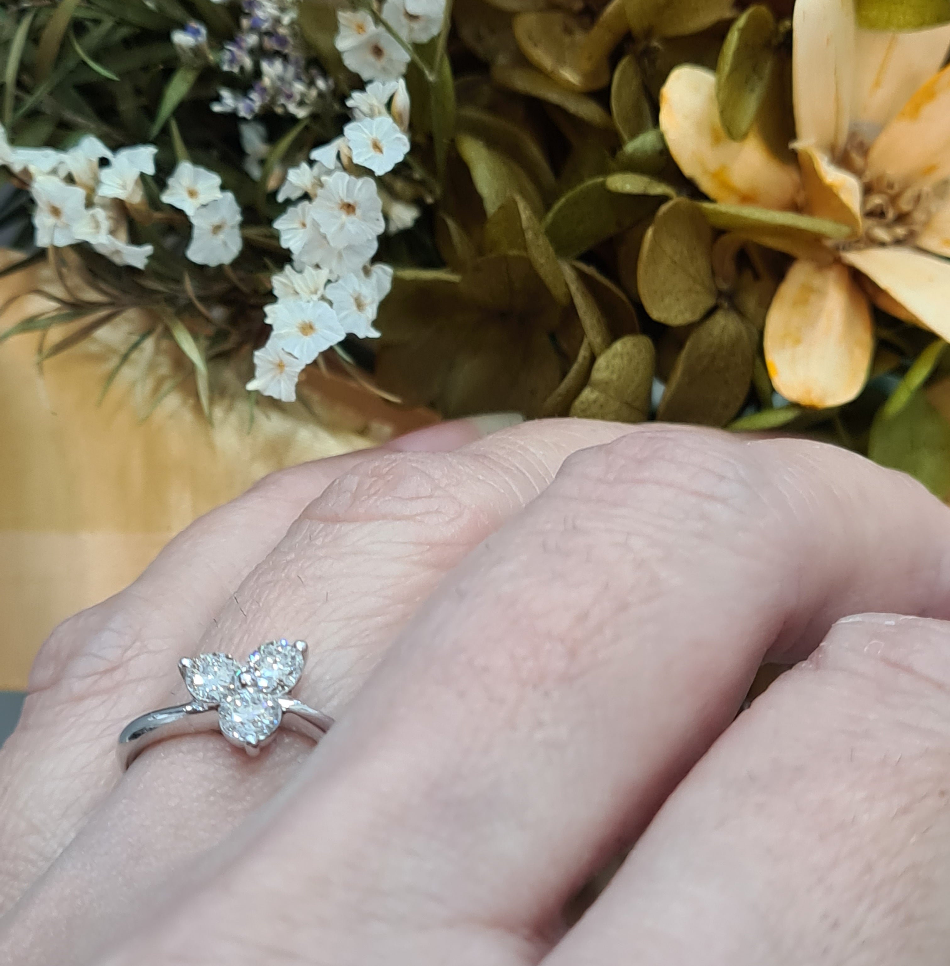 18k white gold Trilogy Diamond Engagement Ring